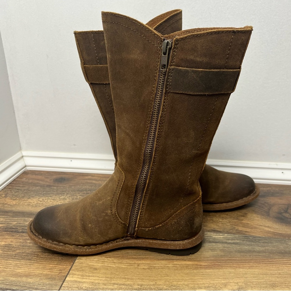 BORN Women's Tonic Rust Distressed Boot Sz 7/38 Suede Leather Zipper round Toe - Picture 3 of 16